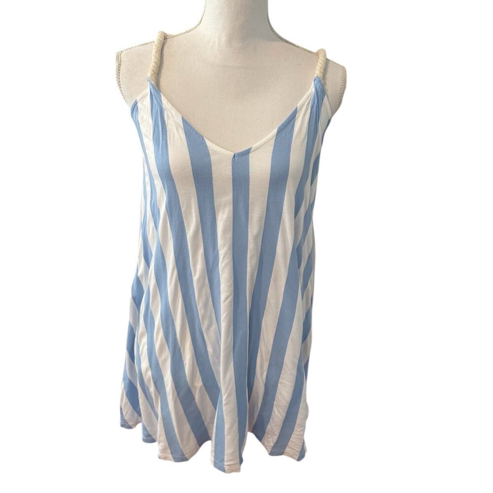 ASOS Swim Resort Cover Up beach Dress Light Blue Cabana Stripe 6